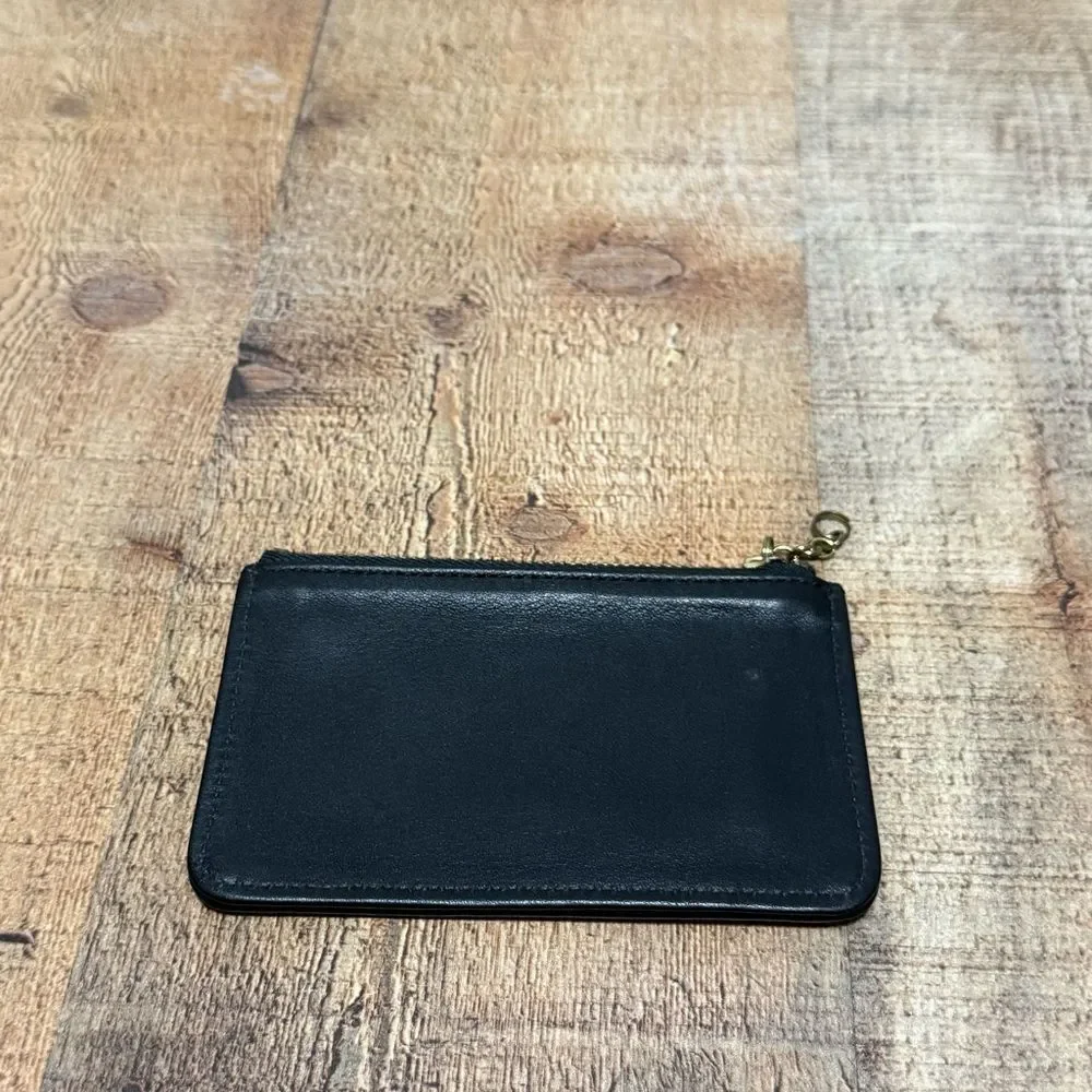 Coach Rare Black Leather Vintage Skinny Zip Pouch Case Bag Wallet